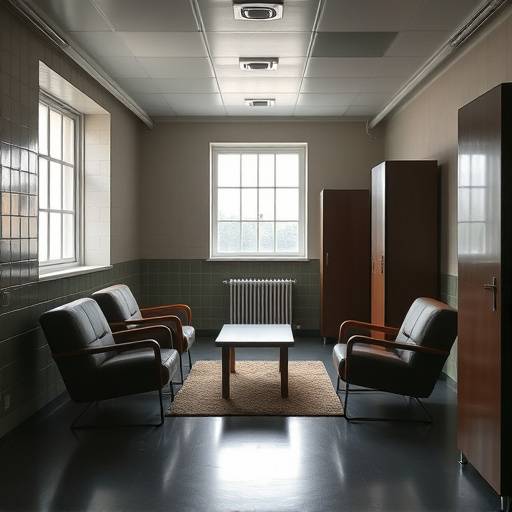 Fotograf칤a de una celda moderna en la prisi칩n de Halden, Noruega, con mobiliario confortable y grandes ventanas.